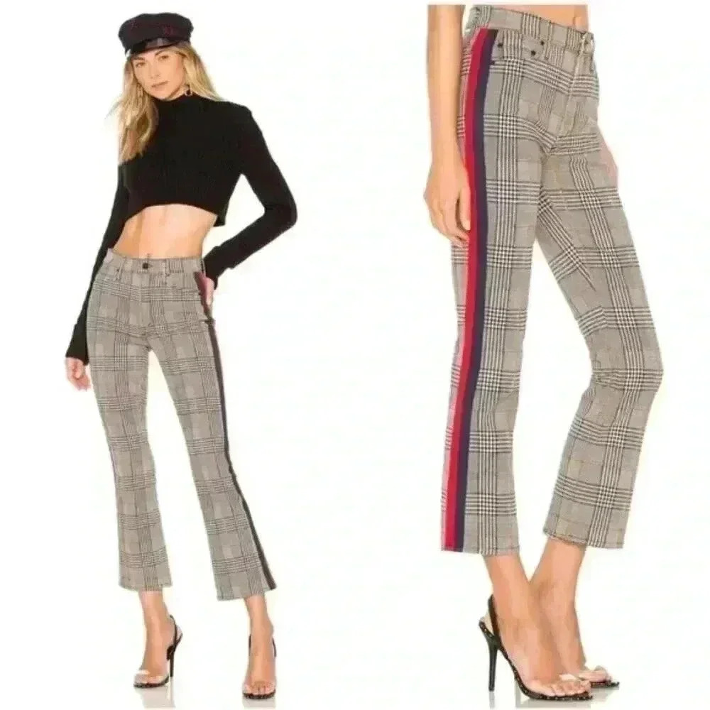 MOTHER Insider Plaid Side Stripe Ankle Jean